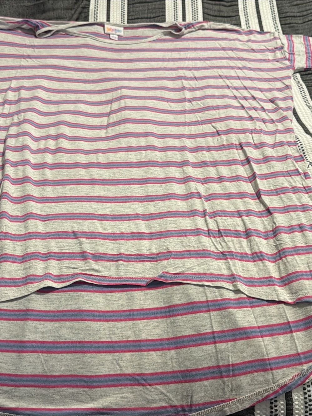 LuLaRoe Striped Pink & Blue Lightweight Tee